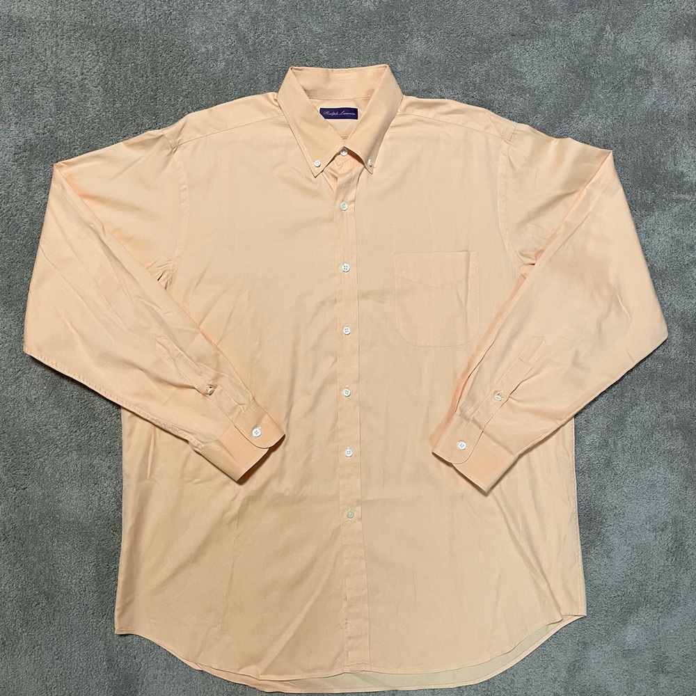 Ralph Lauren Purple Label Button Up Shirt Mens XL Cotton Orange Made In Italy